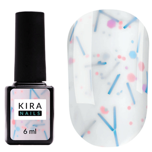 Kira Nails Lollypop Base №001 (молочний з різнокольоровими пластівцями), 6 мл, Колір: 001