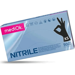 Перчатки нитриловые MediOk Black 100 шт, XS, Размер: XS