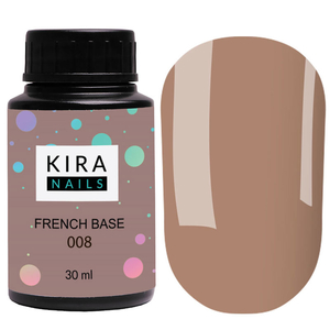 Kira Nails French Base 008 (теплый светло-коричневый), 30 мл, Объем: 30 мл, Цвет: 008
