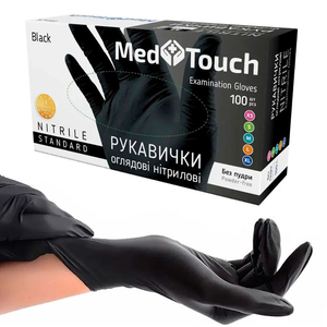 Перчатки нитрил неопудренные нестерильные MedTouch Black 100 шт, L, Количество: 100 шт, Размер: L, Цвет: Black
