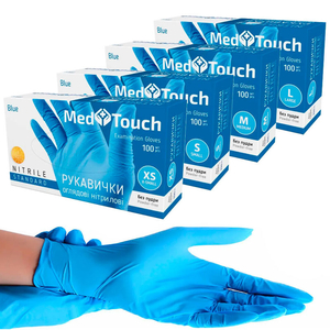 Перчатки нитрил неопудренные нестерильные MedTouch Blue 100 шт, M, Количество: 100 шт, Размер: M, Цвет: Blue
