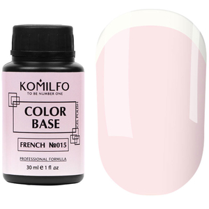 База Komilfo Color Base French 015 (вершково-рожевий), 30 мл (без пензлика), Об`єм: 30 мл бочонок
, Колір: 015
