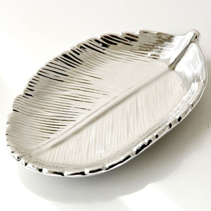 Керамічна палітра "Аркуш" для фарб + підставка для кистей, срібло, Колір: Срібло