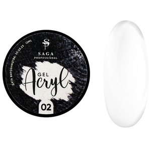 Акрил-гель Saga Professional Acryl Gel 02 молочний, 13 мл, Об`єм: 13 мл, Колір: 02