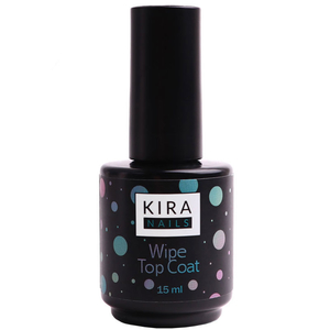 Kira Nails Wipe Top Coat - закрепитель для гель-лака с липким слоем, 15 мл, Объем: 15 мл
