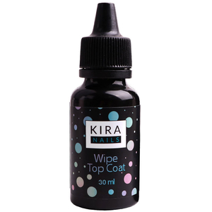 Kira Nails Wipe Top Coat - закрепитель для гель-лака с липким слоем, 30 мл, Объем: 30 мл