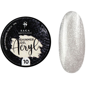 Акрил-гель Saga Professional Acryl Gel Shimmer 10 серебро с шиммером, 13 мл, Объем: 13 мл, Цвет: 10
