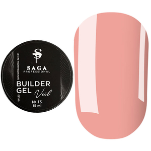 Гель для нарощування Saga Professional Builder Gel Veil №13 (тілесно-рожевий), 15 мл, Об`єм: 15 мл, Колір: 13