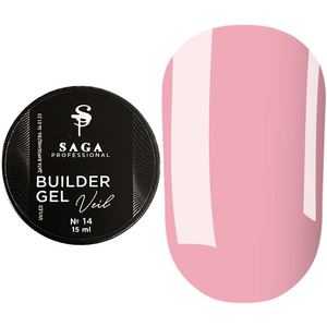Гель для наращивания Saga Professional Builder Gel Veil №14 (лилово-розовый), 15 мл, Объем: 15 мл, Цвет: 14
