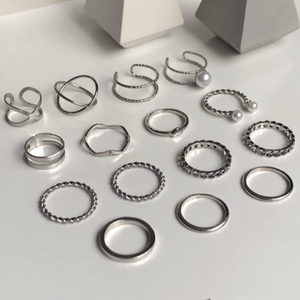 Набір перстень на фаланги пальців RichcoloR №04 Срібло, 15 шт, Колір: 04