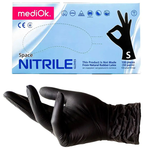 Перчатки нитриловые MediOk Black 100 шт, S, Размер: S