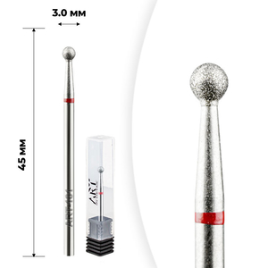 Фреза алмазна ART 101 куля червона 030, Форма: Шар, Колір: Червоний, Диаметр: 3 мм