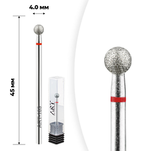 Фреза алмазна ART 103 куля червона 040, Форма: Шар, Колір: Червоний, Диаметр: 4 мм