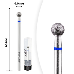 Фреза алмазна ART 104 куля синя 040, Форма: Шар, Колір: Синій, Диаметр: 4 мм