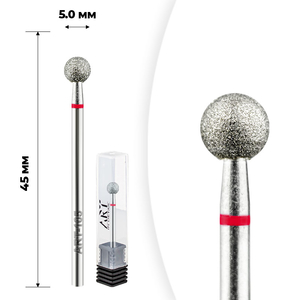 Фреза алмазна ART 105 куля червона 050, Форма: Шар, Колір: Червоний, Диаметр: 5 мм
