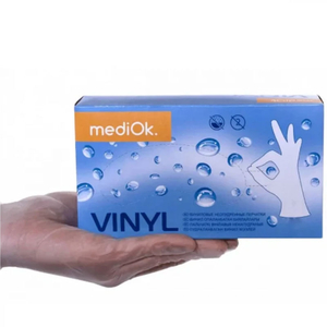 Перчатки виниловые неопудренные нестерильные MediOk прозрачные 100 шт, M, Размер: M