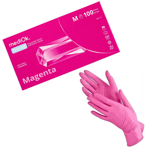 Рукавички нітрил неопудрені нестерильні MediOk Magenta 100 шт, M, Розмір рукавичок: M