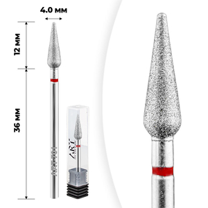 Фреза алмазна ART 701 кукурудза червона 040, Форма: Кукурудза, Колір: Червоний, Диаметр: 4 мм