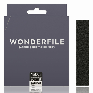 Файл-лента на пене для пилки прямой черная Wonderfile 160х18 мм, 150 гр (50 шт), Вид: Сменные файлы на клеевой основе, Слой: на пенной основе, Абразивность: 150
