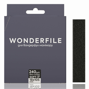 Файл-стрічка на піні для пилки прямої чорна Wonderfile 160х18 мм, 240 гр (50 шт), Вид: Змінні файли на клейовій основі, Шар: на пінній основі, Абразивність: 240
