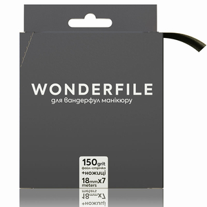 Файл-стрічка для пилки прямої чорна Wonderfile 160х18 мм, 150 гр (7 м), Колір: Чорна, Вид: Змінні файли на клейовій основі, Шар: без пінного шару, Абразивність: 150
