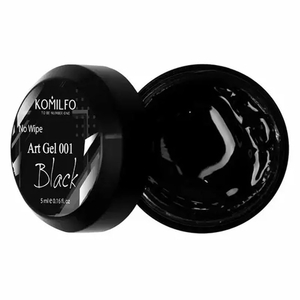 СКИДКА Арт-гель БЕЗ липкого слоя Komilfo No Wipe Art Gel Black 001 (черный), 5 мл