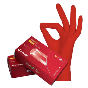 Рукавички нітрил неопудрені нестерильні MediOk Garnet 100 шт, S, Розмір рукавичок: S, Розмір: S, Колір: червоний