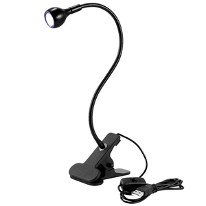 Гибка лампа UV для сушки гель-лака, гелевых типс с USB-разъемом (настольная с прищепкой) 3 Вт Чёрная, Цвет: Черная