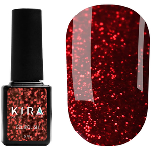 Гель-лак Red Hot Kira Peppers №001 (рубиновый с ярко-красными блестками), 6 мл, Цвет: 001
