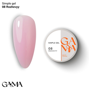 Гель для зміцнення та нарощування GA&MA Simple Gel №008 Rozhevyy 15 мл, Об`єм: 15 мл, Колір: 008