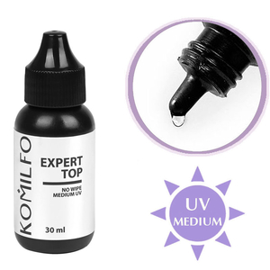 Универсальный топ для гель-лака без ЛС с умеренным УФ-фильтром Komilfo Expert Top 30 мл, Объем: -30 мл