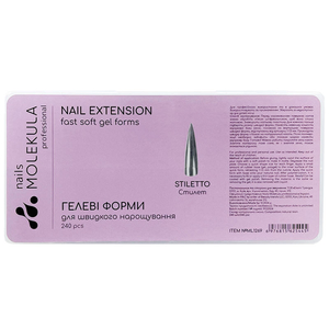 Гелевые типсы для наращивания Molekula стилет, 240 шт, Размер: Стилет