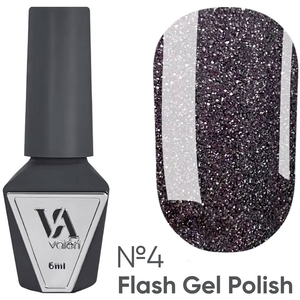 Гель-лак светоотражающий Valeri Flash №04 (серебристо-фиолетовый), 6 мл, Цвет: 04