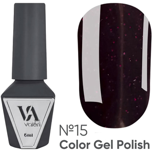 Гель-лак Valeri №015 (винно-бордовый, микроблеск), 6 мл