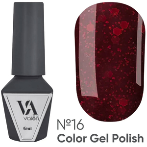 Гель-лак Valeri №016 (бордовый с блестками), 6 мл