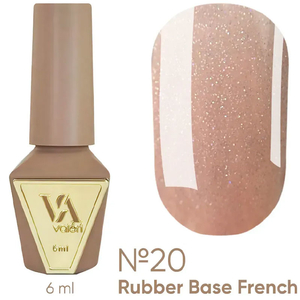 Valeri French base №020 (нежно-персиковый с серебрянным микроблеском), 6 мл, Объем: 6 мл, Цвет: 020