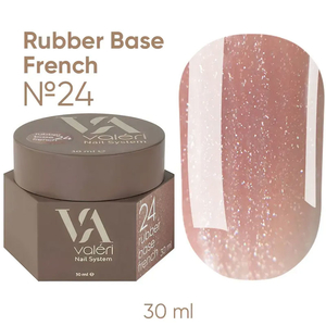 Valeri French base №024 (коричнево-бежевый с золотистым микроблеском), 30 мл, Объем: 30 мл, Цвет: 024