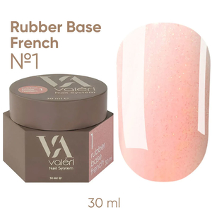 Valeri French base №001 (світло-рожевий із золотистим мікроблиском), 30 мл, Об`єм: 30 мл, Колір: 001