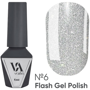 Гель-лак світловідбивний Valeri Flash №06 (холодний сріблястий), 6 мл, Колір: 06