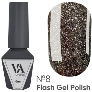 Гель-лак світловідбивний Valeri Flash №08 (холодний золотистий), 6 мл, Колір: 08