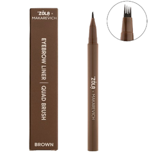 Лайнер для брів з квадро-пензлем ZOLA x Makarevich Brown, Колір: Brown