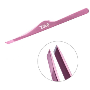 Професійний скошений пінцет для брів ZOLA Light Pink