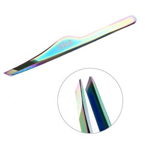 Скошений професійний пінцет для брів ZOLA Rainbow