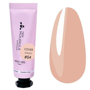 Полигель Molekula Poly Gel №04 Cover бежево-розовый, полупрозрачный, 15 мл