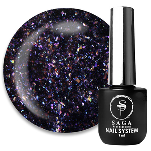 ЗНИЖКА!Топ для гель-лаку без липкого шару SAGA Crush Top №02 (з поталлю), 9 мл