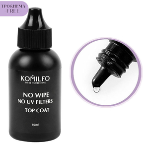 Топ для гель-лака без ЛС, без УФ Komilfo No Wipe, UV Top HEMA/TPO free 50 мл (бочонок с носиком)