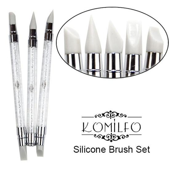 СКИДКА Набор силиконовых кистей Komilfo Silicone Brush Set, 3 шт