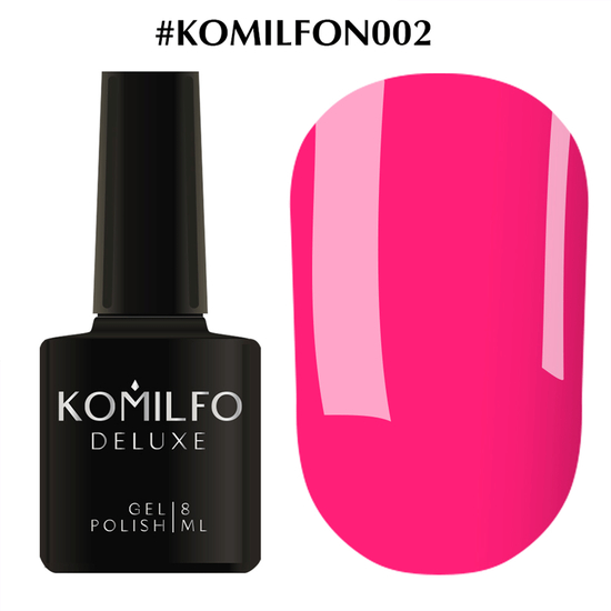 Гель-лак Komilfo DeLuxe Series N002 (малиновый, неоновый), 8 мл, Цвет: 002
, Цвет: Ярко-розовый