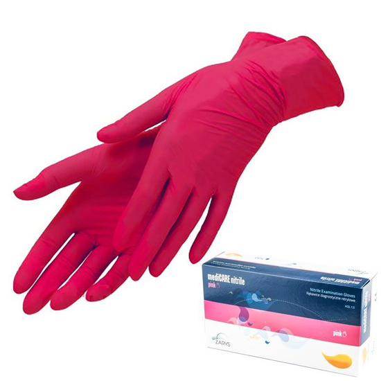 Рукавички нітрилові mediCARE pink, червоні 100 шт, S, Розмір рукавичок: S, Колір: червоний