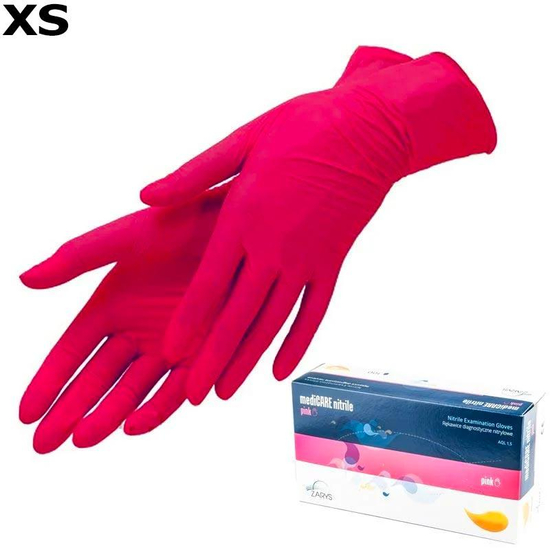 Перчатки нитриловые mediCARE pink, красные 100 шт, XS, Размер: XS, Цвет: Красный